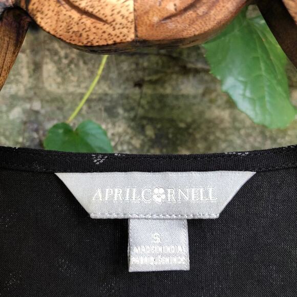 April Cornell Shell Button Front Leaf Print Tie Waist Jumpsuit - Picture 3 of 10